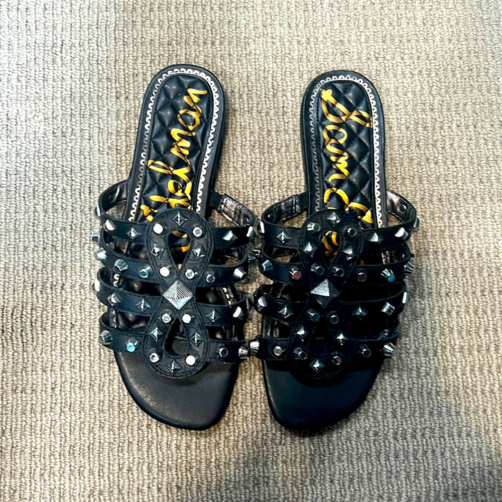 Sam Edelman Beatris Slides black with sliver studs in 7.5